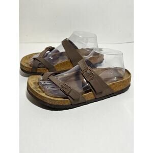 Birkenstock Mocha Birkibuc Mayari Toe Thong Adjustable Sandals 39 Reg-Wide 8-8.5